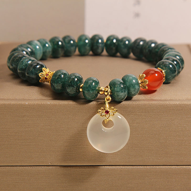 Natural blue water jade abacus bead bracelet for women, an Instagram niche, light luxury, retro peace pendant bracelet. A gift for my best friend