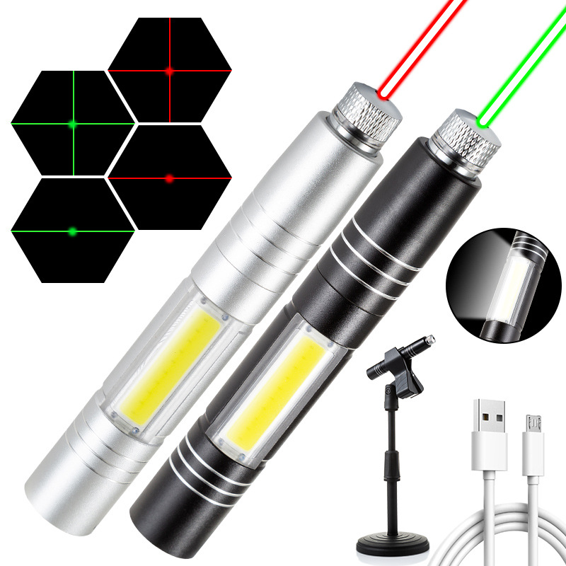 激光水平仪一字十字可调节红绿光支架充电带照明多功能激光水平仪教鞭激光笔
