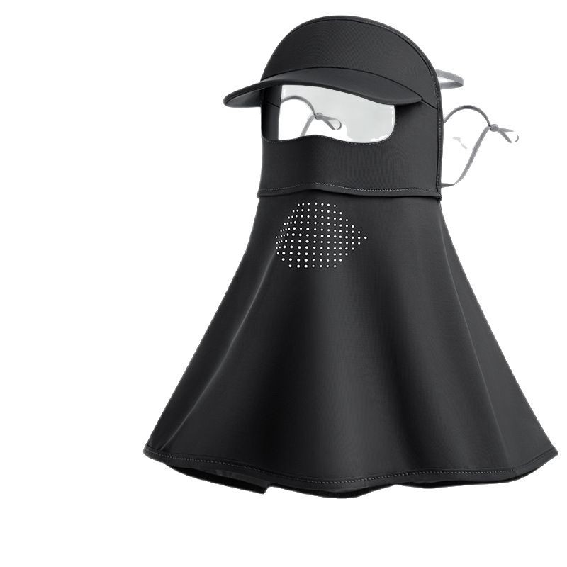 Ice Silk Cool Sun Protection Mask for women's outdoor cycling, full-face UV protection, breathable thin face mask, shoulder and neck sun protection veil Item Picture