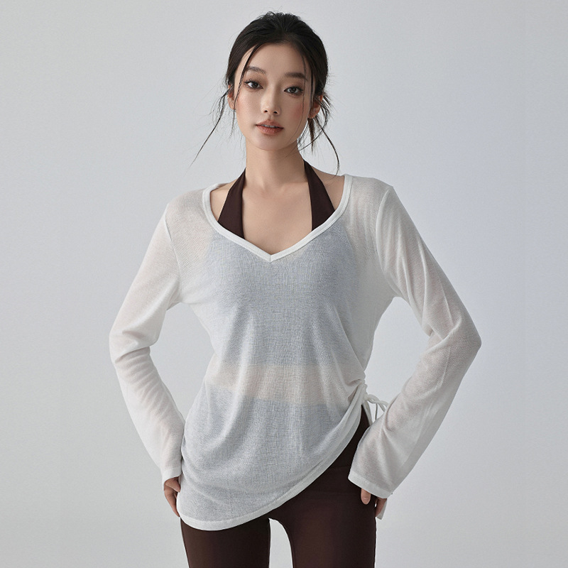 Weightlifting fairy summer sun protection smock for women in a laid-back style, thin sports yoga wear, loose cover-up clothing, display props Specification image