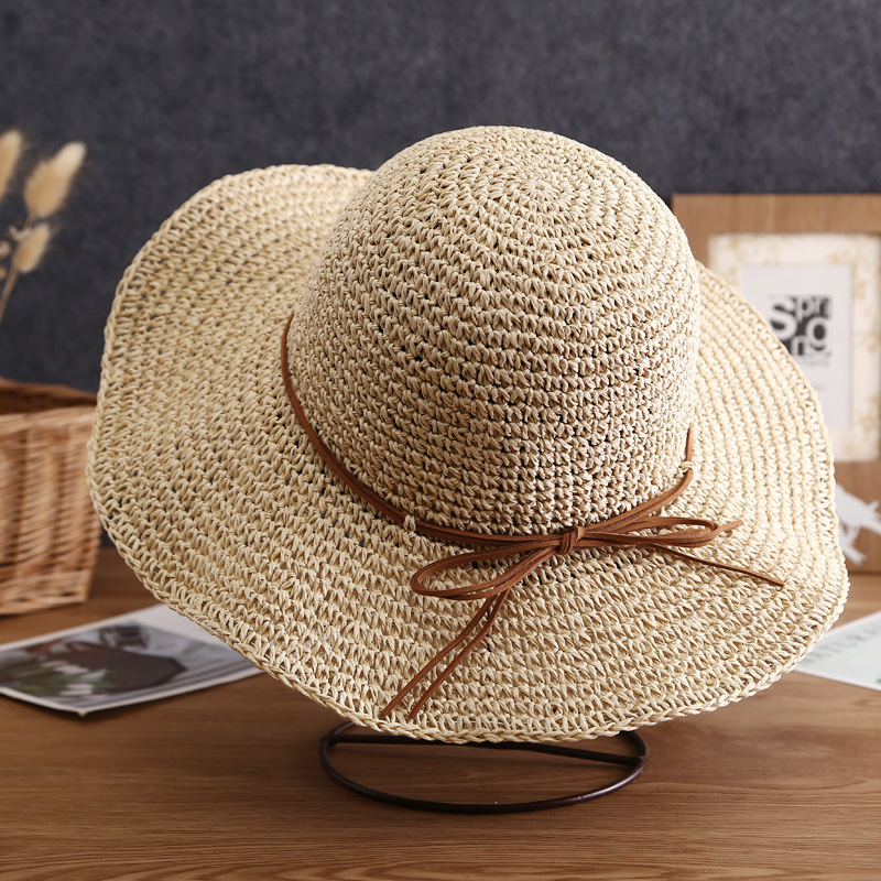 Summer women's wide-brimmed straw sun hat, crochet fine craftsmanship, beach sun hat, sun protection, versatile, foldable straw hat, adult hat factory direct sales Application Scenario