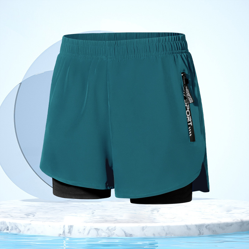 Men's professional swimming trunks set, double-layer anti-embarrassment quick-drying swimsuit, loose lining, suitable for hot spring swimming. Trendy men's swimsuit style Application Scenario