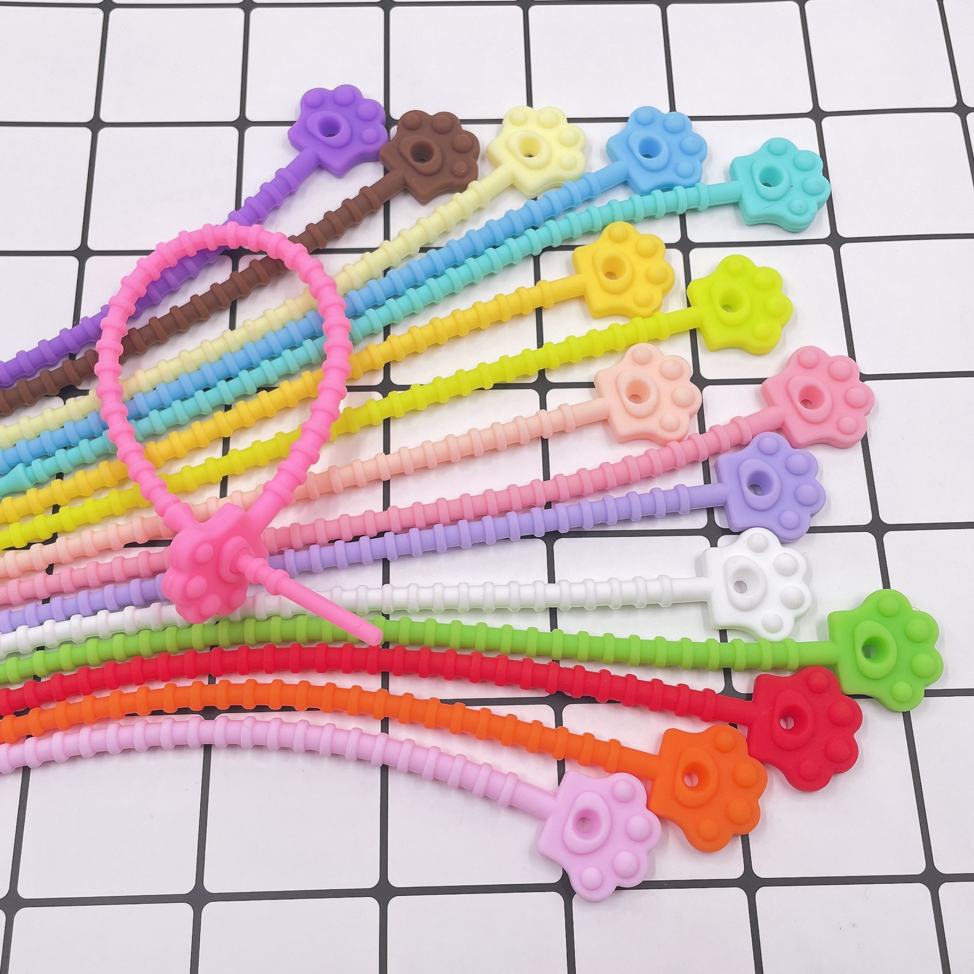 Cat Claw Cat Mi monochrome silicone cable tie handmade diy accessories natural Korean rainbow rope cartoon animal map theme design