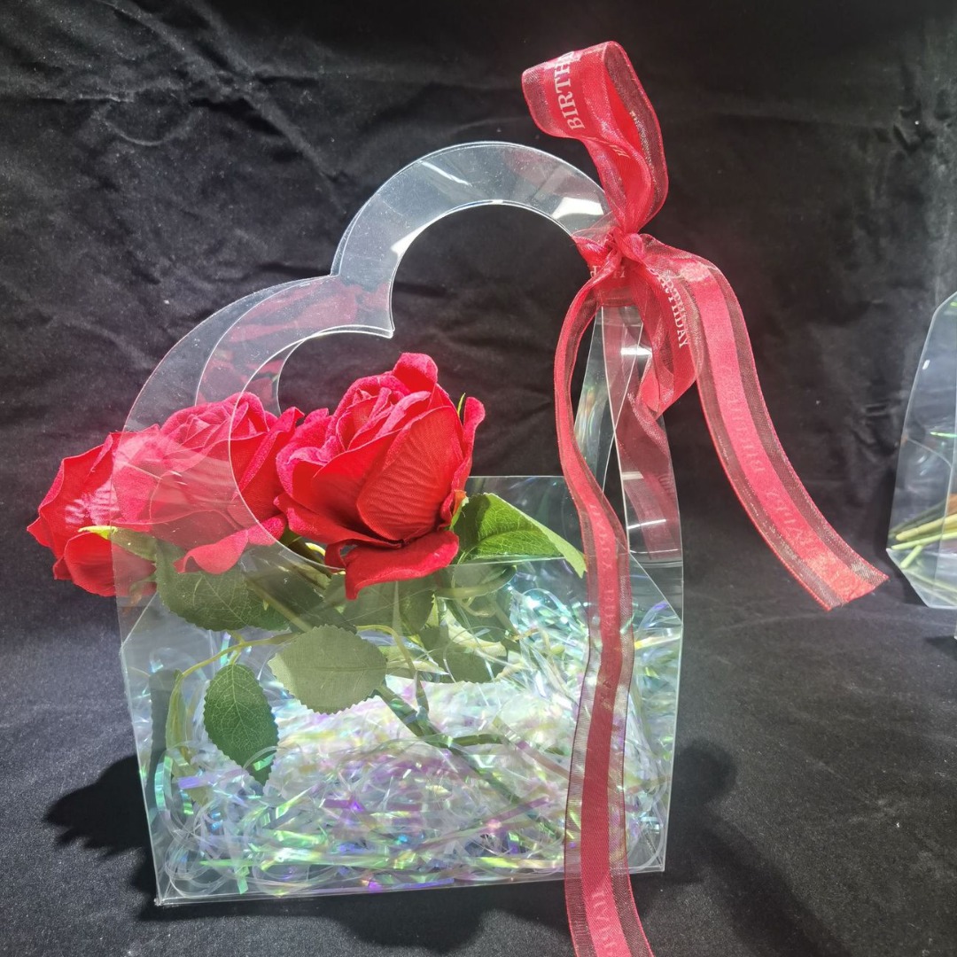 Environmentally friendly food-grade transparent gift bags, special hand-held fruit bags for flower packaging, flower gift bags, high-end gift packaging bags details Picture