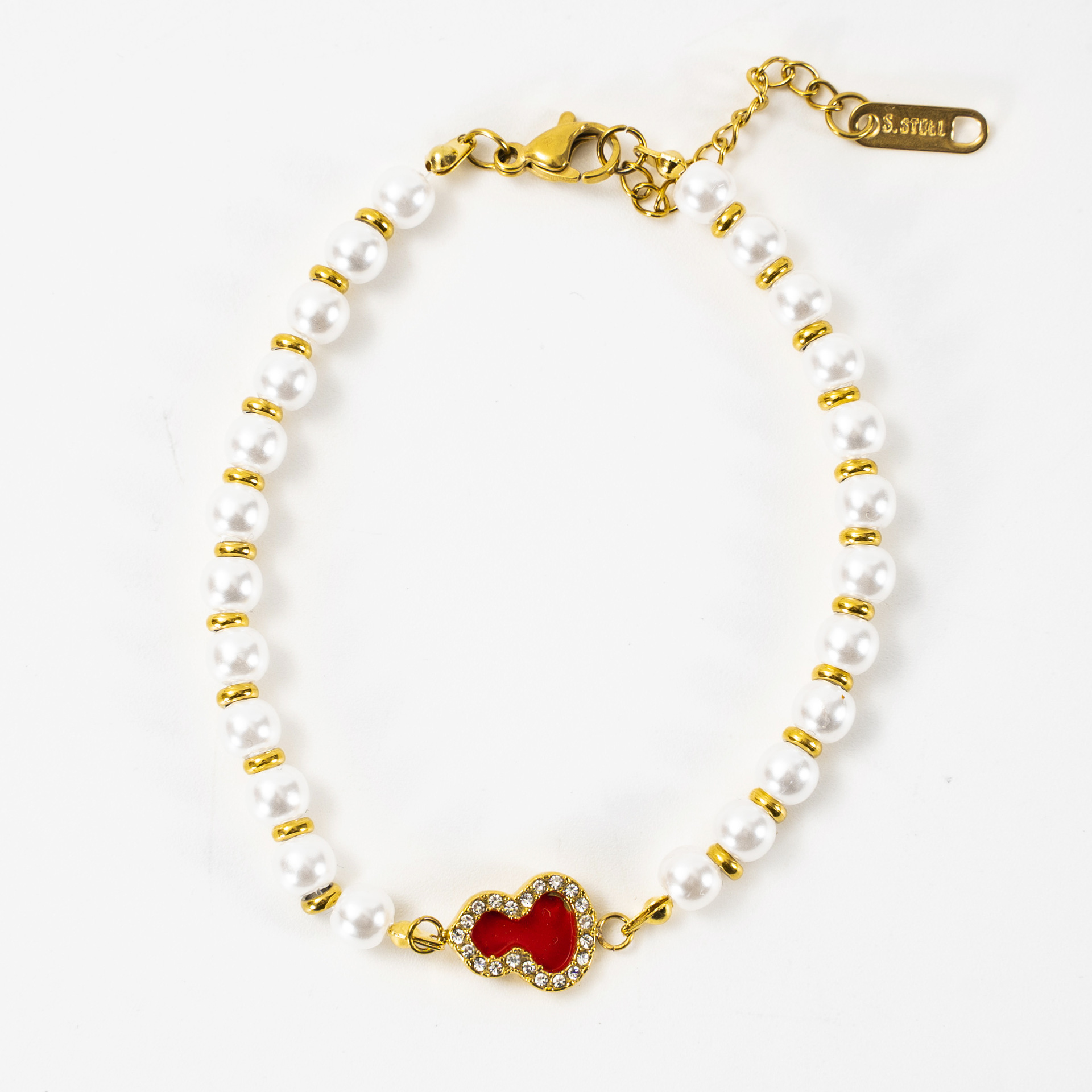 2025新款女士轻奢风小葫芦设计仿珍珠镶钻手链 精致串珠饰品高级感 批发精选手链