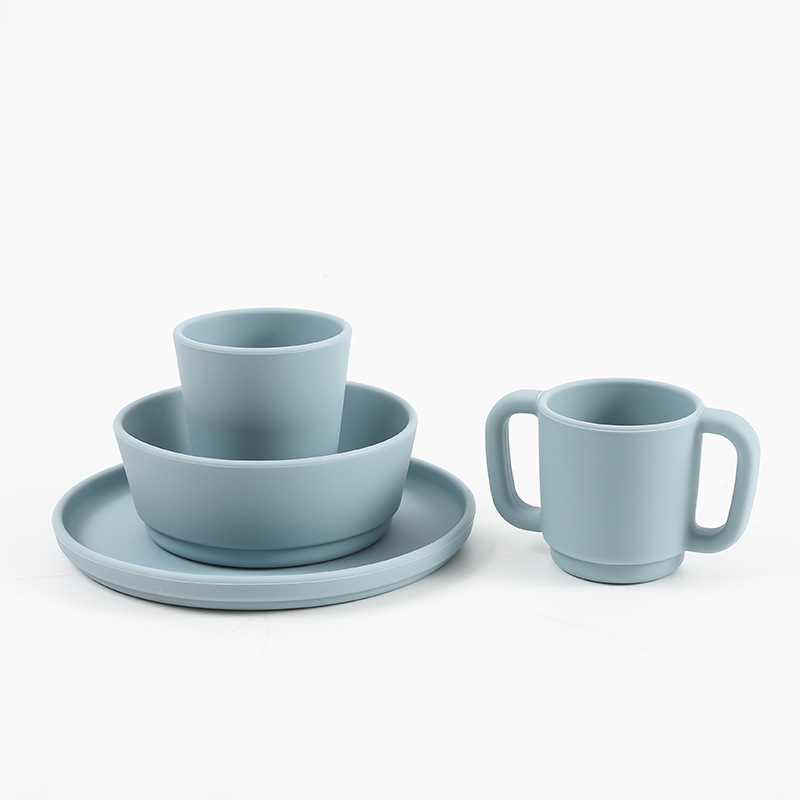 Baby special food grade silicone feeding tableware set baby food bowl plate water cup one safe non-toxic silicone bowl educational training tableware thumbnail