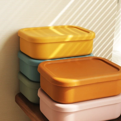 Food grade silicone sealed bento box carrying lunch box Microwave oven can be heated and refrigerated partition crisper box refrigerator suitable for crisper box thumbnail