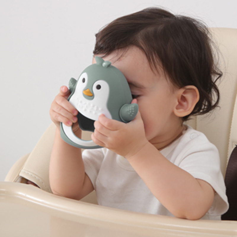 Amazon's new baby silicone teether stick comfort bracelet Penguin teether glove toy baby teether stick glove type teether grinder Specification drawing