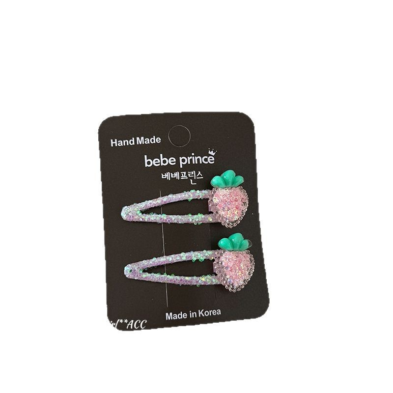 A new Korean children's cartoon cute sequined crystal bb holder, simple, fashionable and versatile, sweet side hair accessory and headwear Item Picture