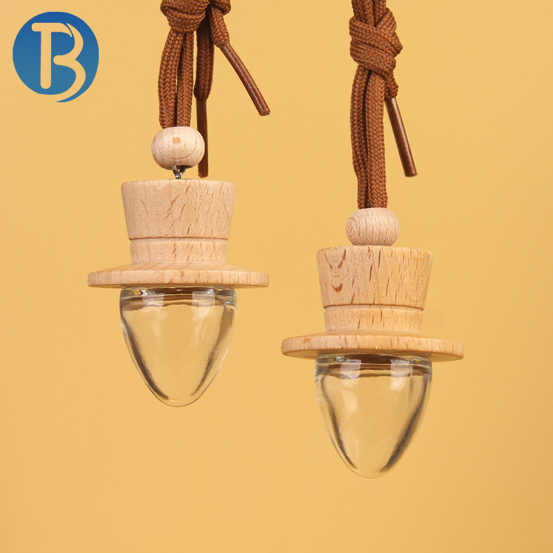 In stock, there are 5ML car aromatherapy glass repackaged bottles, creative car accessories, air bottles, straw hats, wooden caps, empty bottles, car accessories, empty bottles, and aromatherapy decorations Specification drawing