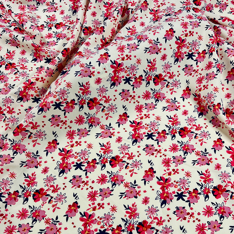 Small floral print dress, four-sided elastic fabric, export clothing, T-shirt, accessories, bags, colored woven jacquard fabric Item Picture