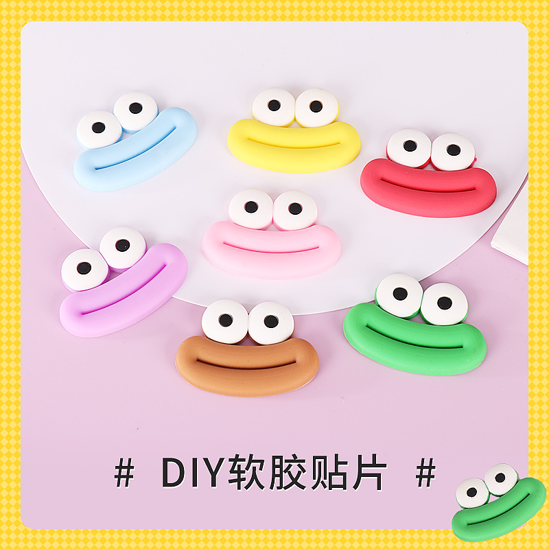 Big eye cartoon sausage mouth eye charger protective case Mobile phone case diy creative soft adhesive patch accessories diy accessories soft adhesive anti-fall wear protective case full figure