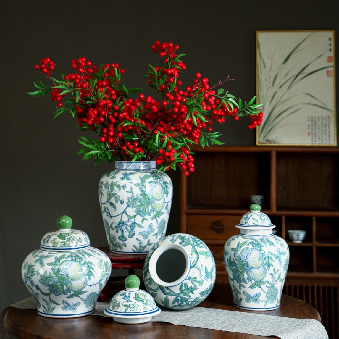 景德镇陶瓷青花瓷花瓶新中式客厅插花摆件家居装饰工艺品高级感