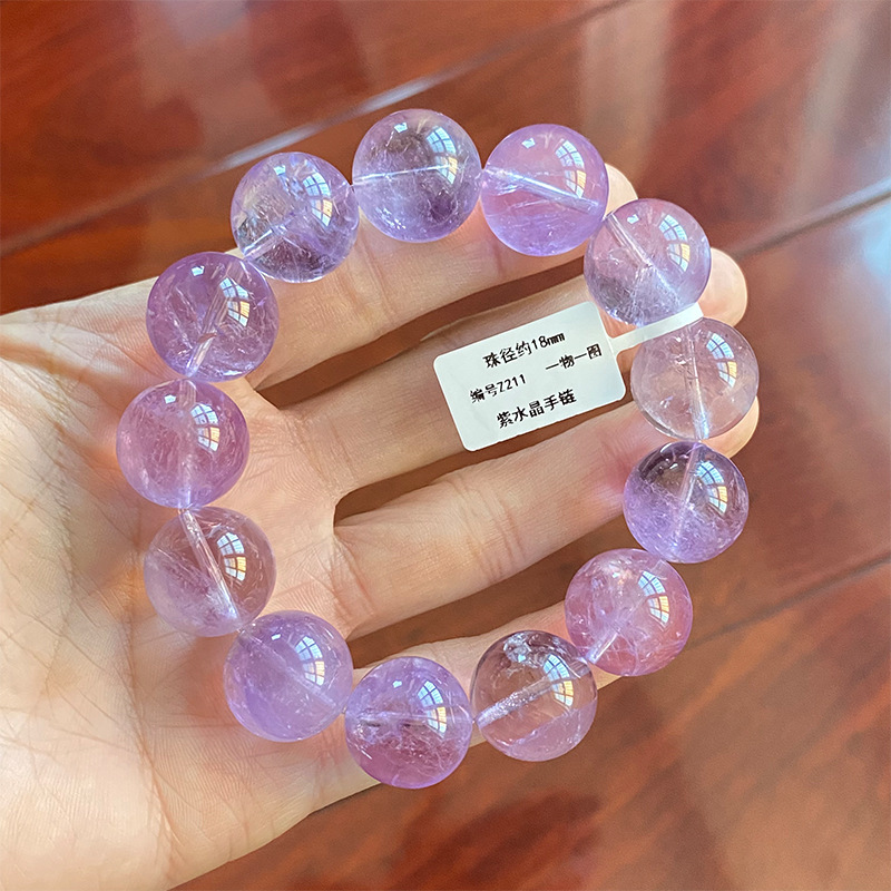Jingka Lavender Amethyst Large Bead Bracelet for women, a light purple bracelet accessory, gift and jewelry, fashionable and trendy