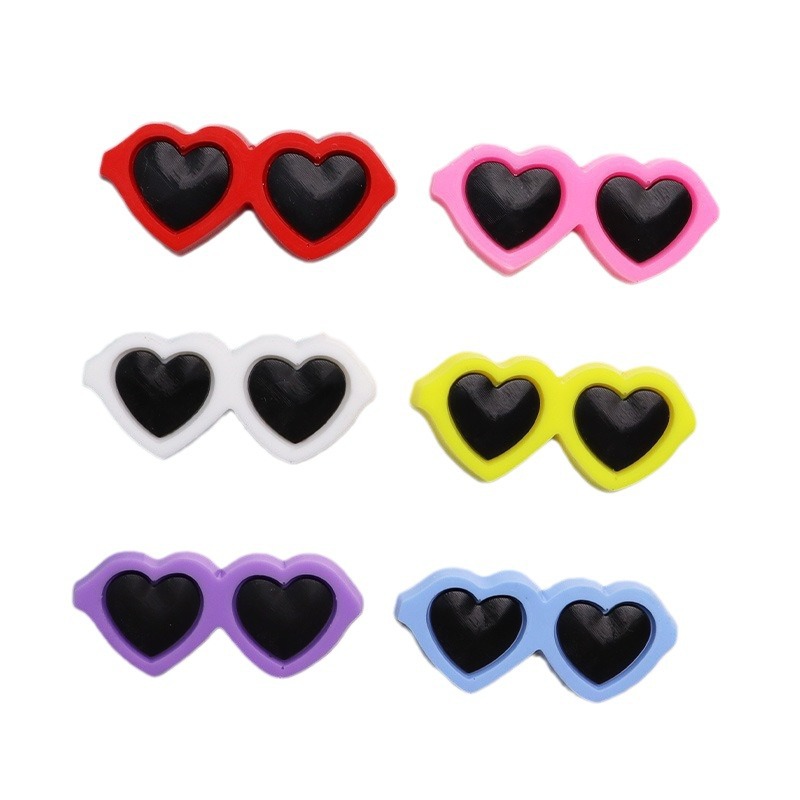 Love glasses storage box PVC soft plastic mobile phone case Crocs buckle DIY wholesale cup stick refrigerator patch Creative diy accessories practical portable protective glasses case Item Picture