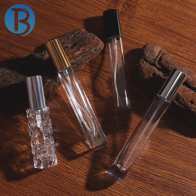 10ml high-end portable aluminum foil thick-bottomed screwed perfume refill bottle glass spray bottle empty bottle round and square design, beautiful and practical Application Scenario