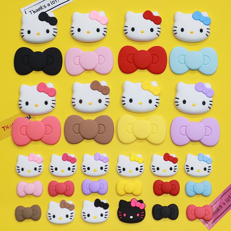 Kitty KT Cat size DIY soft glue three-dimensional sticker water cup phone case Slippers decorative sticker bow shape diy accessories beautiful practical cute details Picture