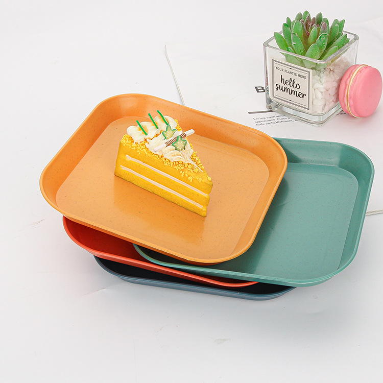 Nordic style cross-border wheat straw square dish household bone spitting dish fruit snack dish Plastic plate wholesale environmentally friendly material small plate Application Scenario