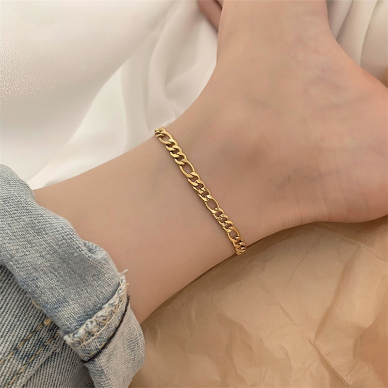 Hip-hop punk style 4MM Figaro chain, unisex stainless steel ankle chain and bracelet, adjustable length, cross-border best-selling accessory, ankle chain and bracelet in one details Picture