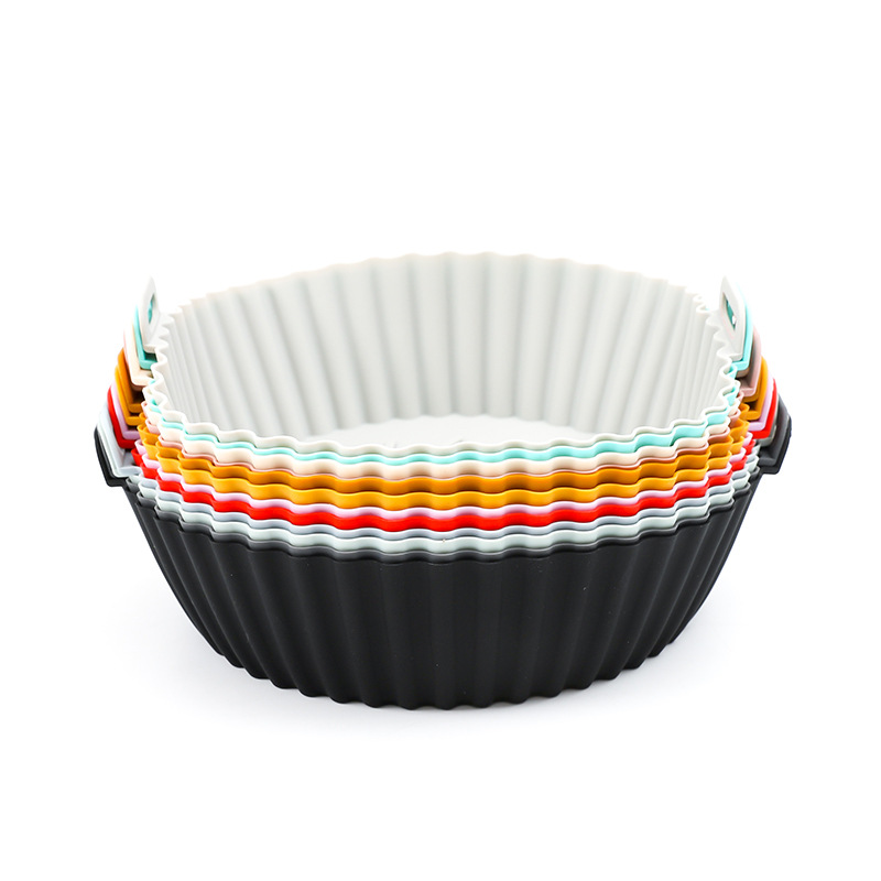 8 inch air fryer special silicone mat oven tray foldable anti-burn barbecue baking multi-functional silicone baking tray baking tray high temperature resistance and non-slip Item Picture