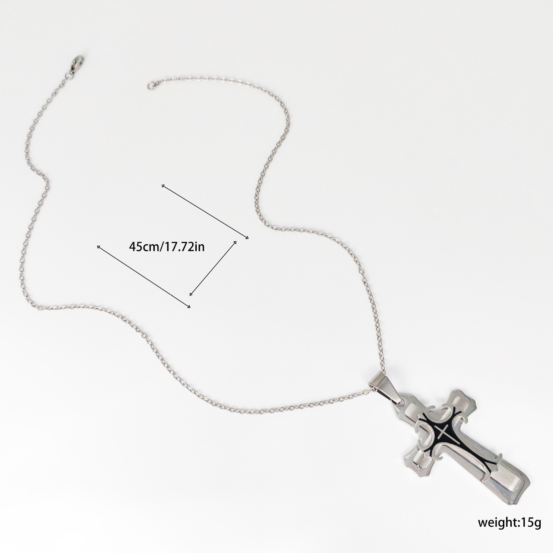 European and American hip-hop style three-layer cross pendant stainless steel men's necklace, a popular export punk accessory manufacturer, directly supplies high-quality men's jewelry details Picture