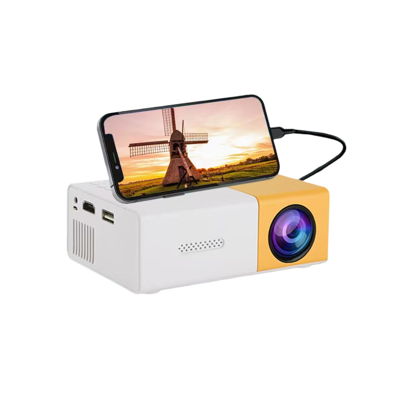 Cross-Border Best-Selling Mini Portable Yg300mini Projector Wired Screen Version Yellow And White Machine In Stock Wholesale High-Definition Portable Projector