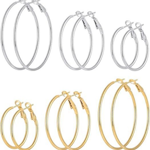 Amazon cross-border direct mail stainless steel gold-plated large circle earrings, women's stud earrings, titanium steel earrings, simple and fashionable earrings