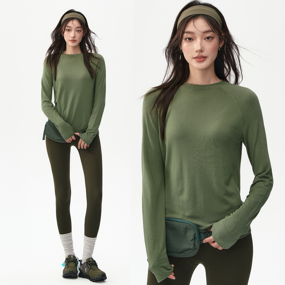 Autumn and winter women's yoga wear, long-sleeved loose, slimming, round-neck Pilates sports casual set, sports outdoor fitness wear