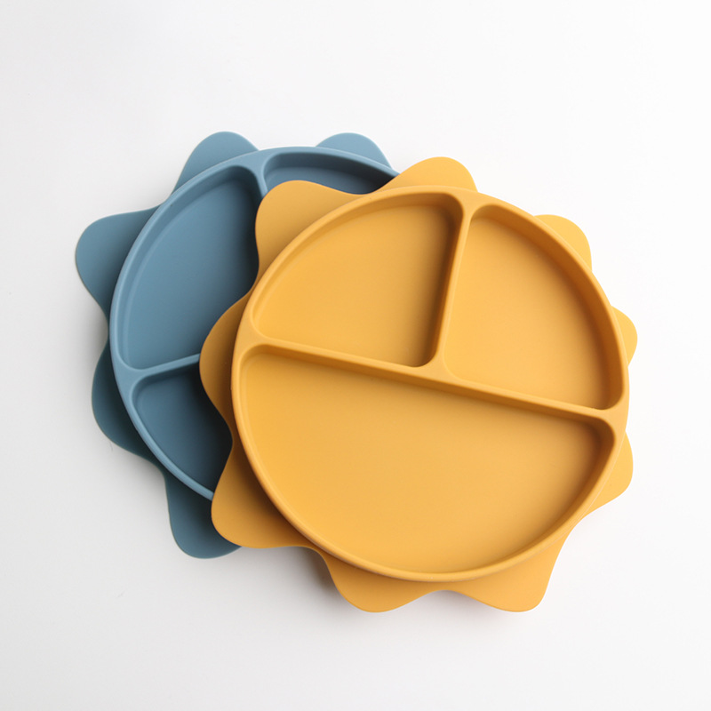 Cross-Border New Children's Plate Feeding Tableware Baby Eating Training Supplies Baby Silicone Plate Complementary Food Bowl Wholesale Concessions Safe And Durable Easy To Clean
