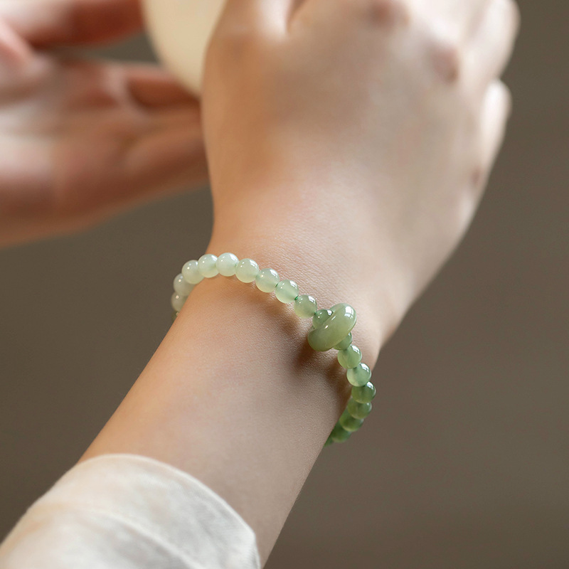 Genuino natural wada jade harumi 6mm gradient vegan circle match wada jade run ring para mujeres pulsera simple mano cadena Specification image