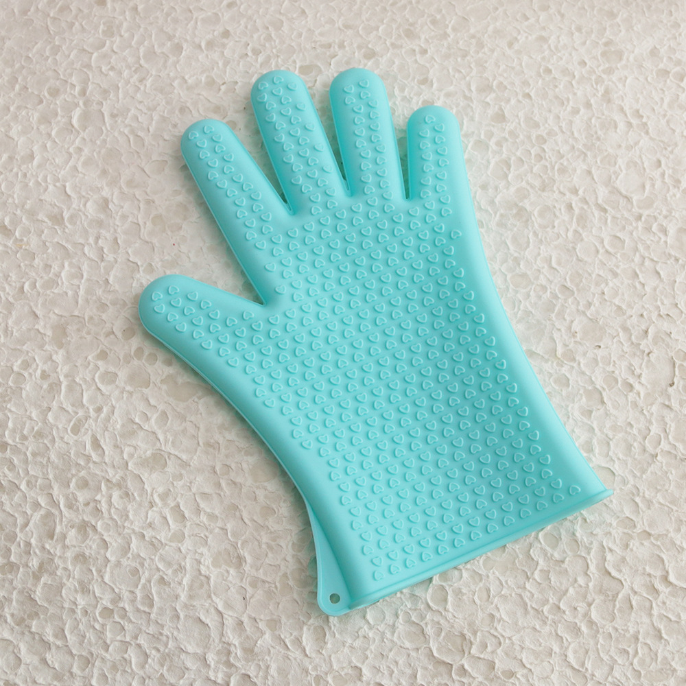 Silicone thick kitchen cleaning and dishwashing gloves Anti-scalding anti-high temperature microwave baking insulated household oven gloves are practical and durable Specification drawing