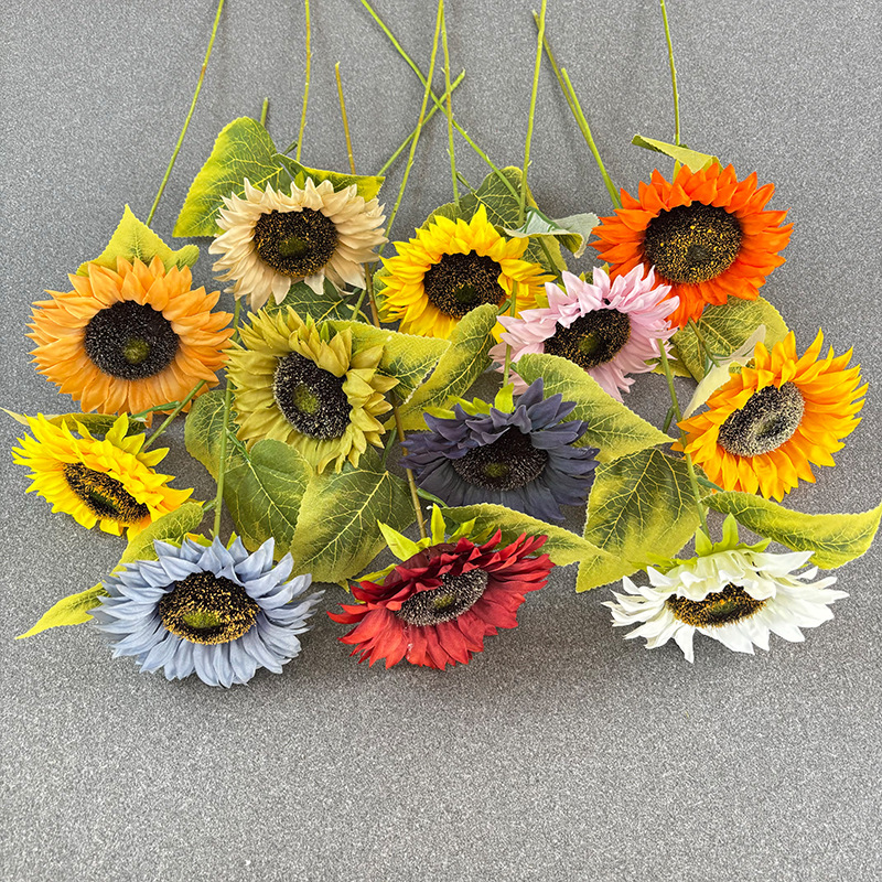 仿真单支迷你小太阳婚庆假花户外摄影道具家居装饰礼盒批发