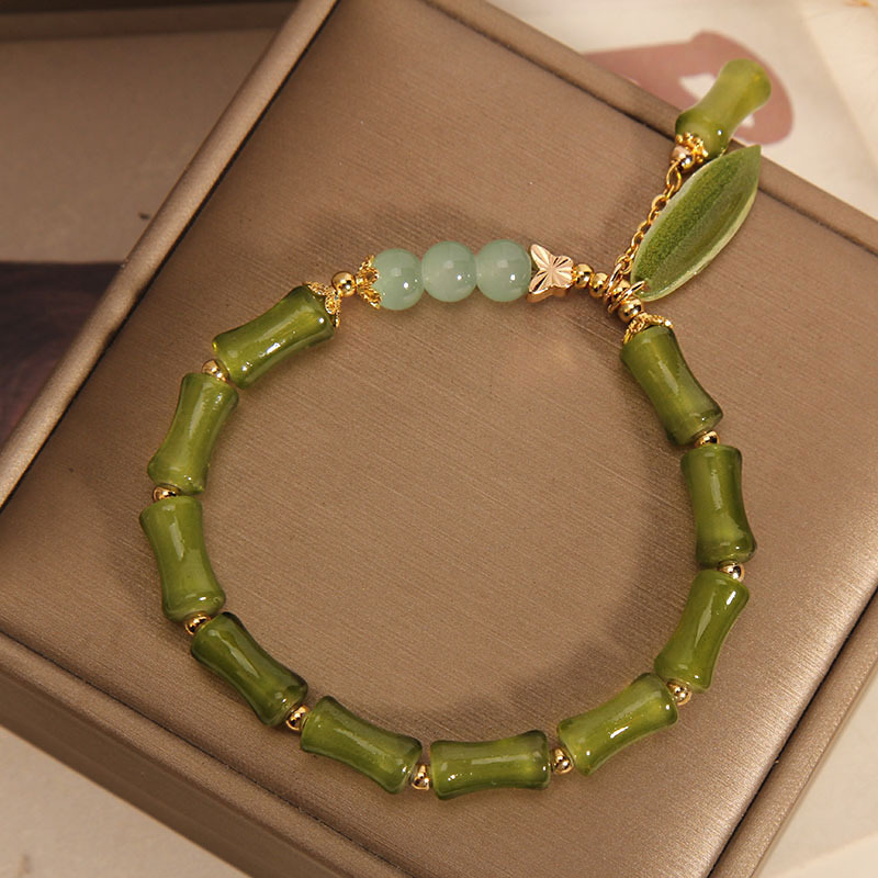 New Chinese-style bamboo joint jade bracelet for women, a niche, light luxury and retro bracelet. A gift for best friends, a high-end bracelet Item Picture