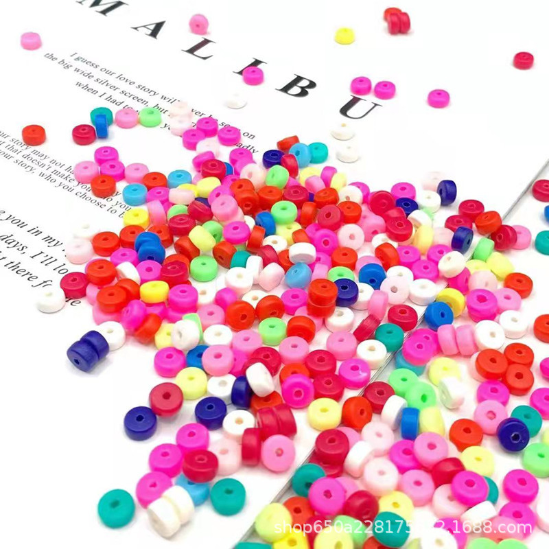 Factory Sales 3*6 Mixed Color Polymer Abacus Beads Flat Space Beads Cylindrical Diy Mobile Phone Necklace Bracelet Accessories Creative Diy Jewelry Materials Specification drawing