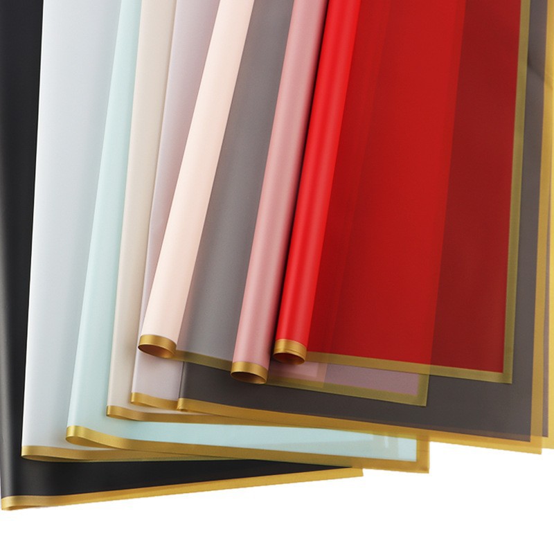 Wholesale of golden Edge jelly film, golden edge waterproof fresh flower wrapping paper, flower shop supplies, floral art and bouquet packaging materials, cross-border export Application Scenario