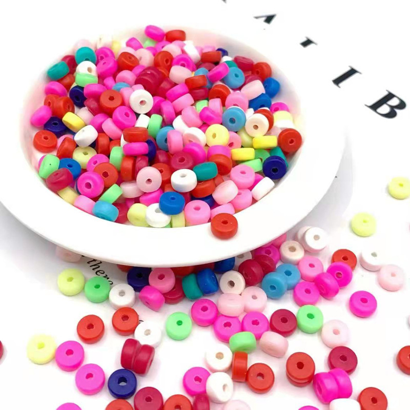 Factory Sales 3*6 Mixed Color Polymer Abacus Beads Flat Space Beads Cylindrical Diy Mobile Phone Necklace Bracelet Accessories Creative Diy Jewelry Materials