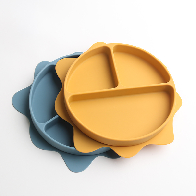 Cross-Border New Children's Plate Feeding Tableware Baby Eating Training Supplies Baby Silicone Plate Complementary Food Bowl Wholesale Concessions Safe And Durable Easy To Clean details Picture