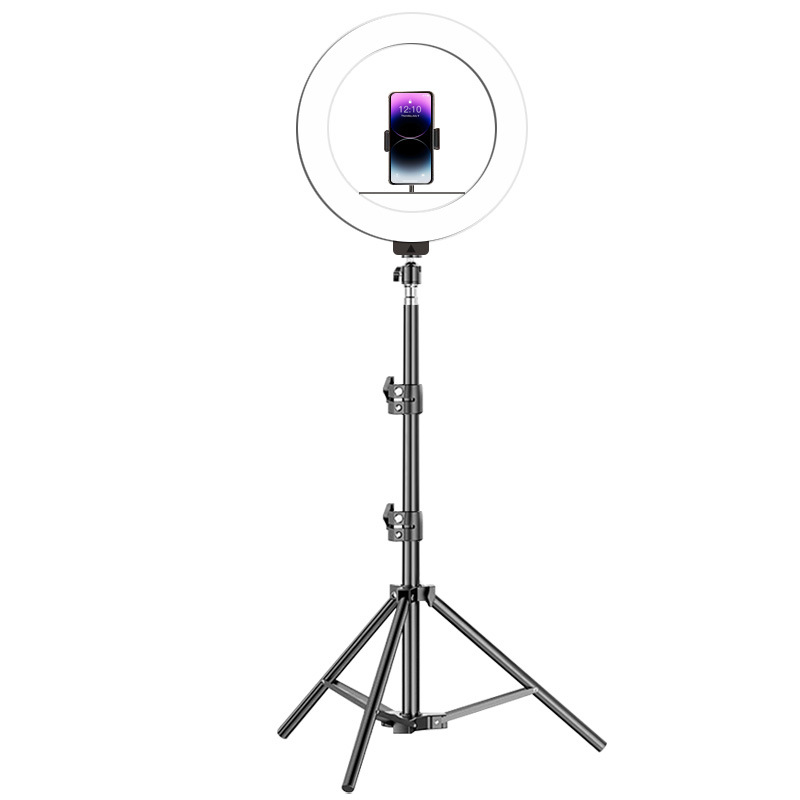 Mobile phone fill light, 10-inch desktop beauty live streaming light, floor-standing shooting ring-shaped live streaming stand for Internet celebrities, USB convenient fill light device Item Picture