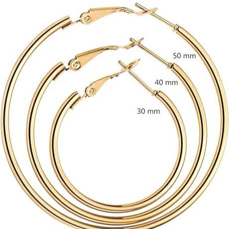 Amazon cross-border direct mail stainless steel gold-plated large circle earrings, women's stud earrings, titanium steel earrings, simple and fashionable earrings Item Picture