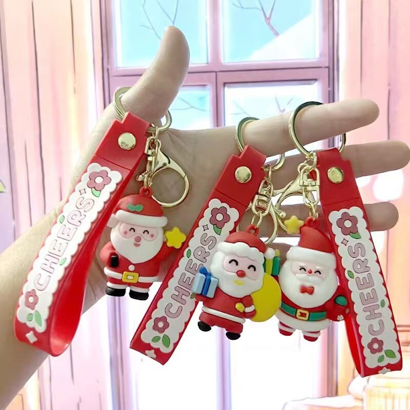 新款圣诞老人雪人公仔钥匙扣 背包汽车钥匙圈挂饰 圣诞装饰挂件 批发圣诞节礼品 钥匙扣配饰创意礼品