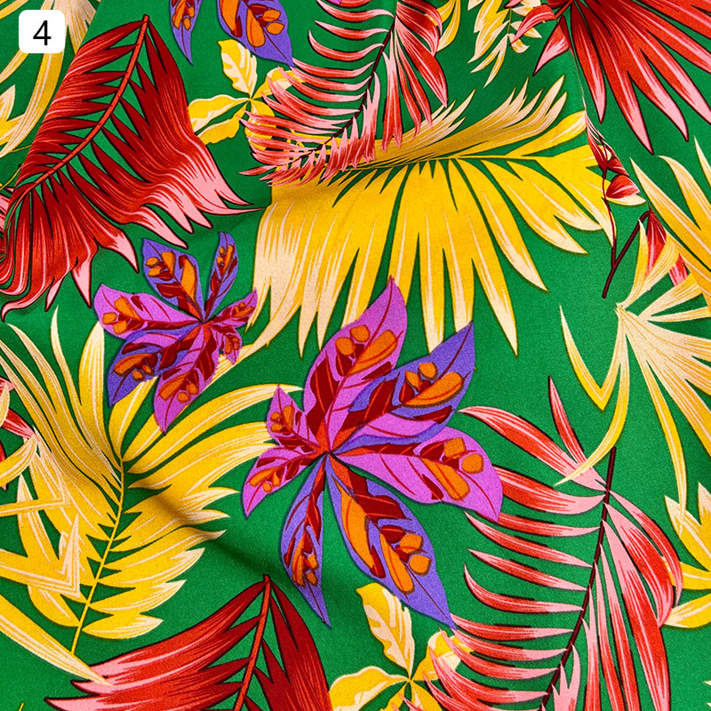 Big coconut tree printed dress, four-sided elastic fabric, Southeast Asian-style beach clothing, home textile, home fabric and decorative items Item Picture