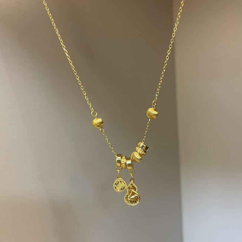 S925纯银马年生肖马上有钱福字葫芦项链女款百搭高级感饰品项饰