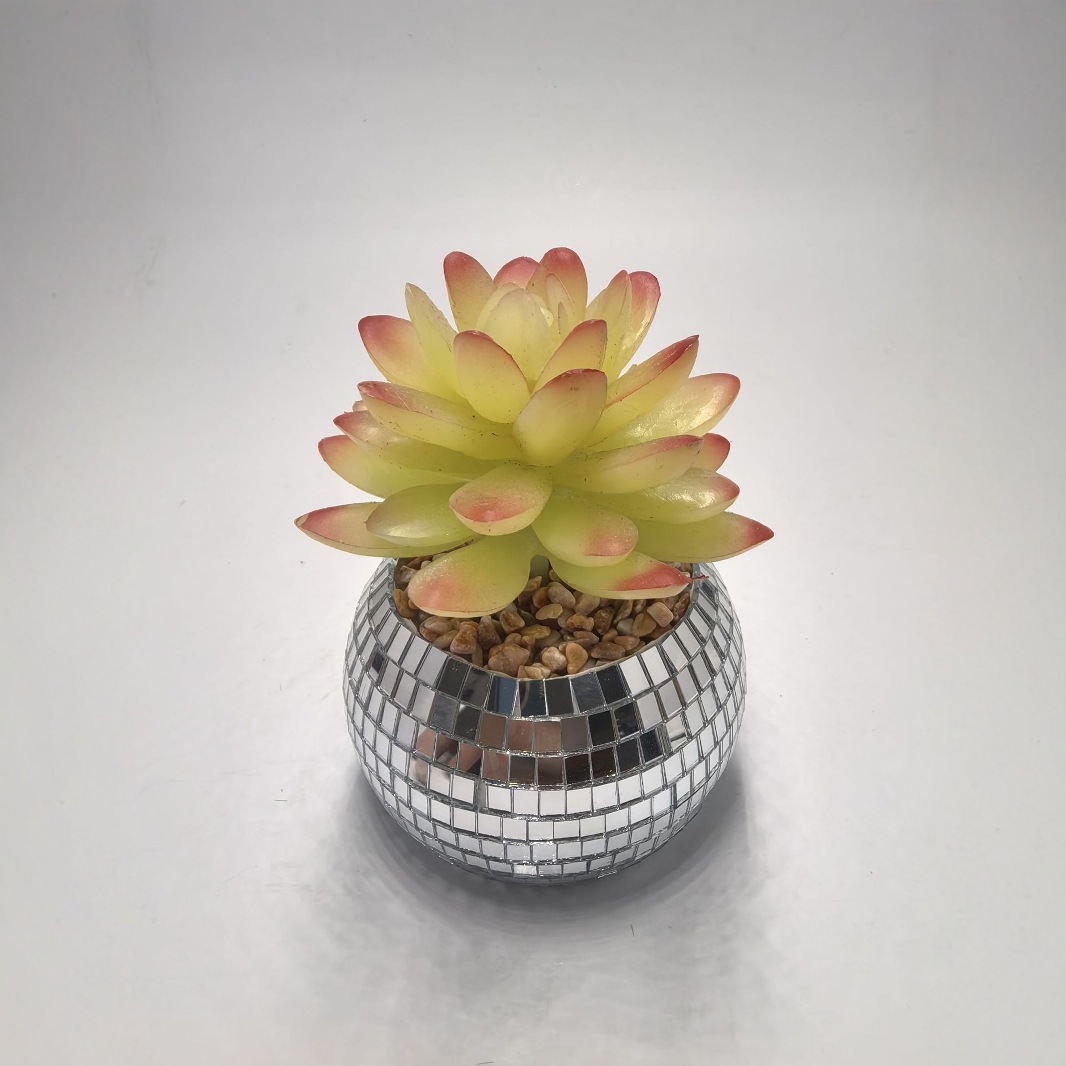 Disco's new cross-border candlestick, succulent glass potted plant decoration, simulated plant ornaments, indoor green plant landscape decoration, glass candlestick, succulent plant arrangement details Picture
