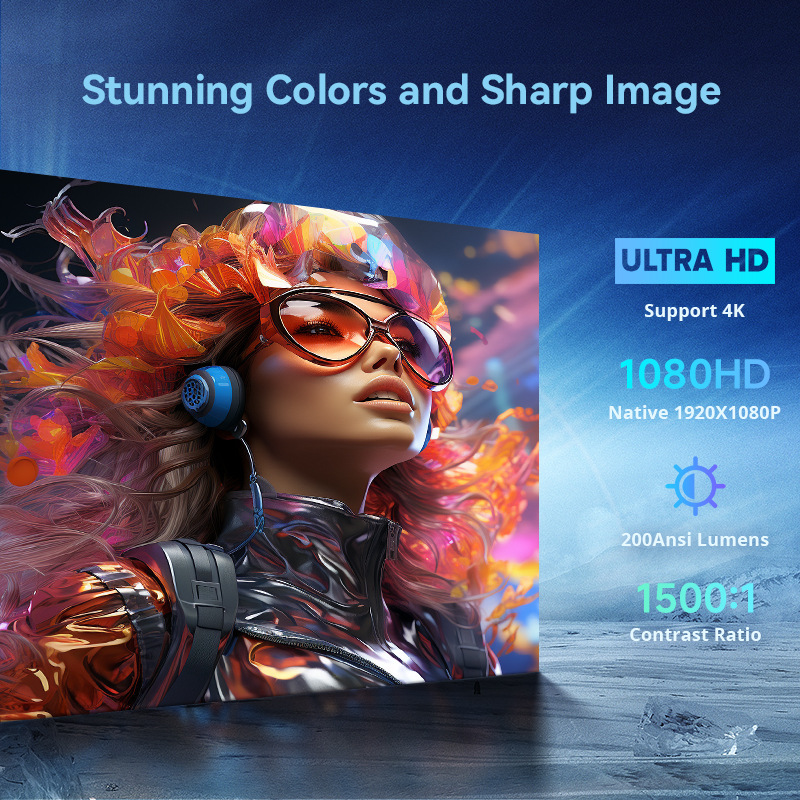 Cross-Border X3aq Android 11.0 High-Definition 1080P Portable Projector For Home Bedroom, Wall-Mounted Mobile Projector Specification drawing