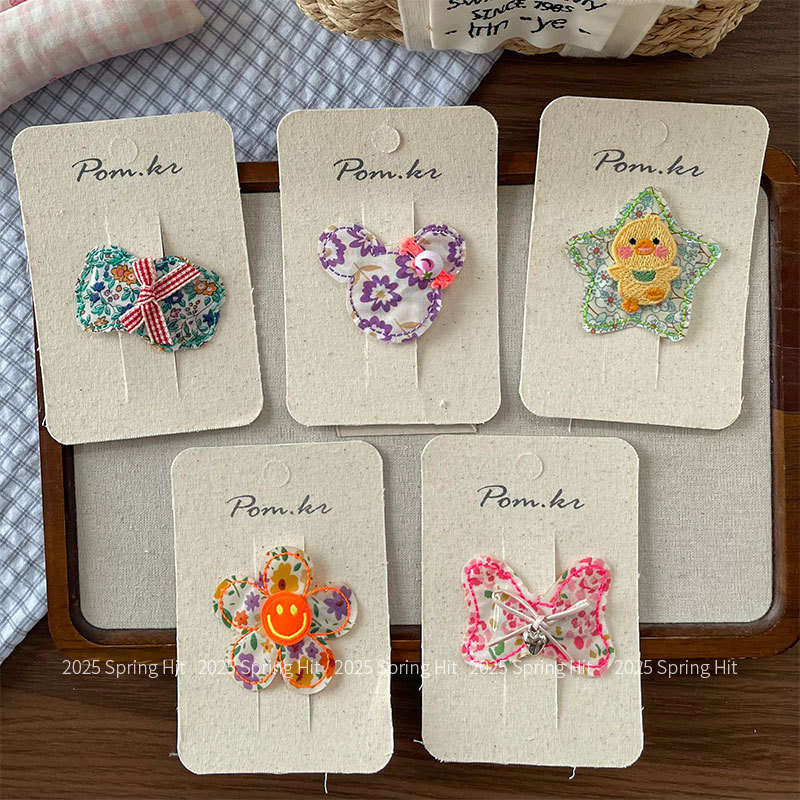 New Korean-style floral cartoon children's hair clip, creative side bangs clip, sweet bear bow hair accessory
