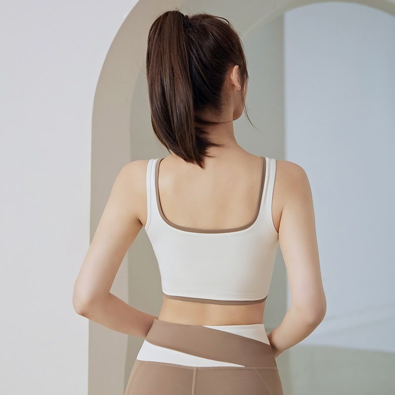 New edge-trimmed and color-blocked sports bras, high-strength shock-absorbing, gathering, chest-revealing, lace-reducing, outdoor yoga and fitness bra Specification image