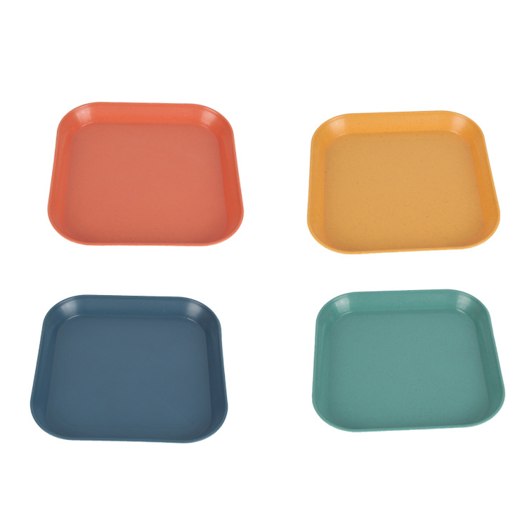 Nordic style cross-border wheat straw square dish household bone spitting dish fruit snack dish Plastic plate wholesale environmentally friendly material small plate Item Picture