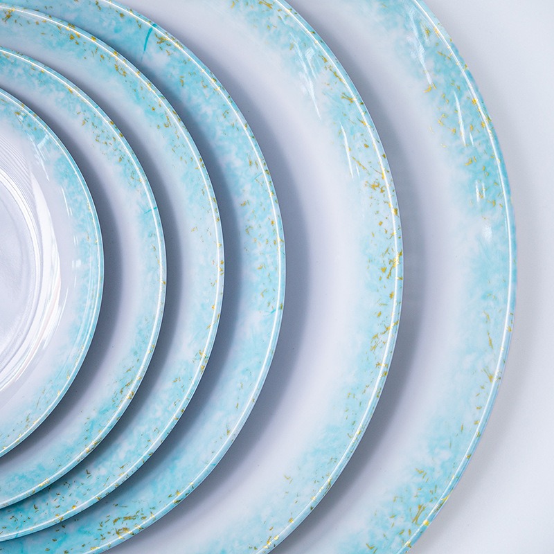 Ceramic melamine tableware, round plates, flat plates, Western dining plates, 9-inch, 10-inch, 11-inch wholesale factory supply details Picture