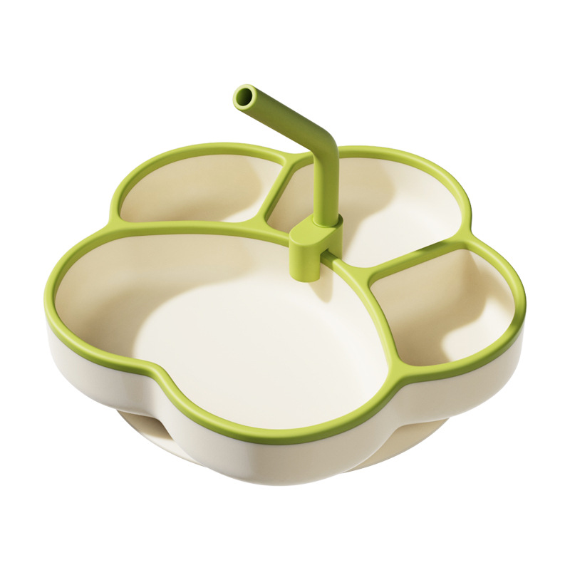 Children's suction cup tableware set, feeding tableware, baby plates, compartments, cat PAWS, silicone bowls, two-color baby feeding training plates, safe, environmentally friendly and easy to clean Item Picture