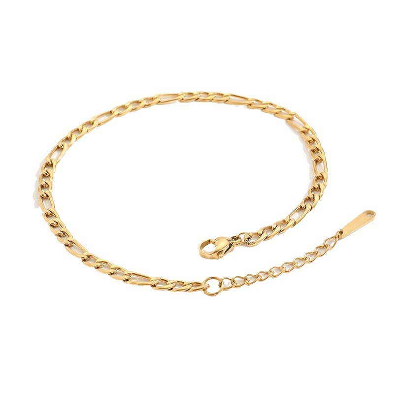 Hip-hop punk style 4MM Figaro chain, unisex stainless steel ankle chain and bracelet, adjustable length, cross-border best-selling accessory, ankle chain and bracelet in one Application Scenario